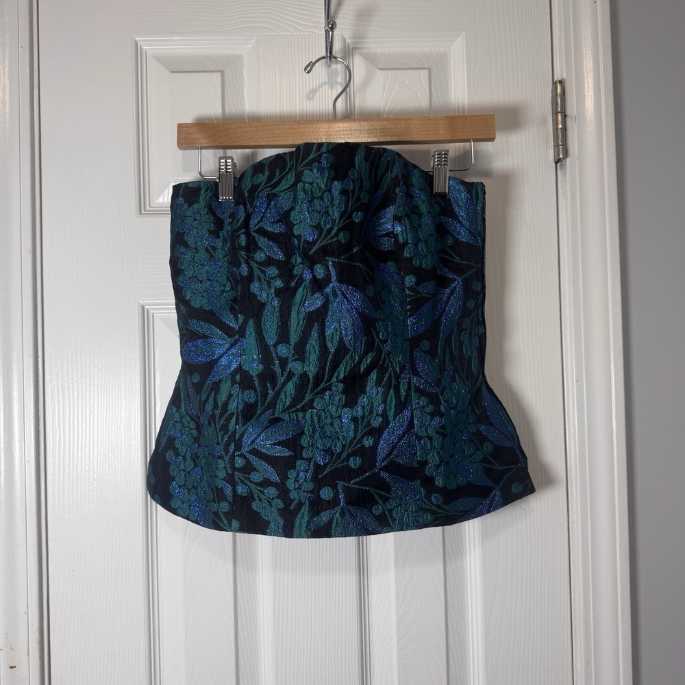 Lilly Pulitzer Camilo Brocade Strapless Top Size 4 Black/blue NWT Corset Resort